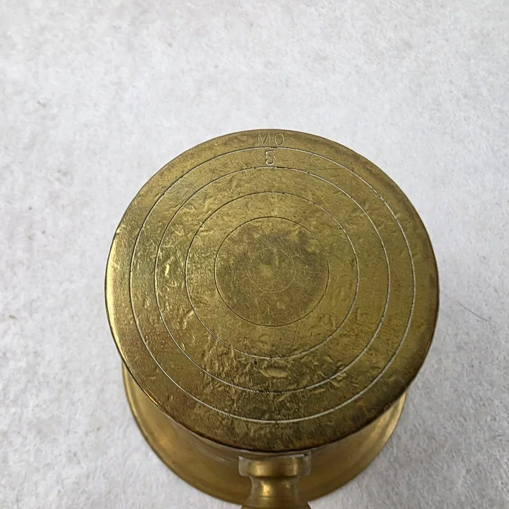 Vintage Solid Brass Mortar MO 5 Double Handle Apothecary Herb Spice Grinder